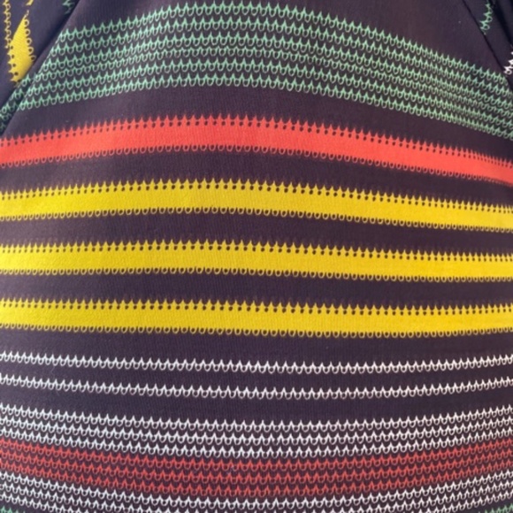 Viva You | Multicolor Brown Striped Midi Dress | 2000s Cape Sleeve V-Neck Size S - Picture 7 of 8